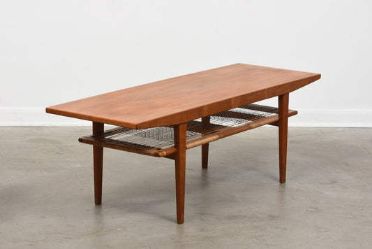 1960s teak coffee table with magazine shelf