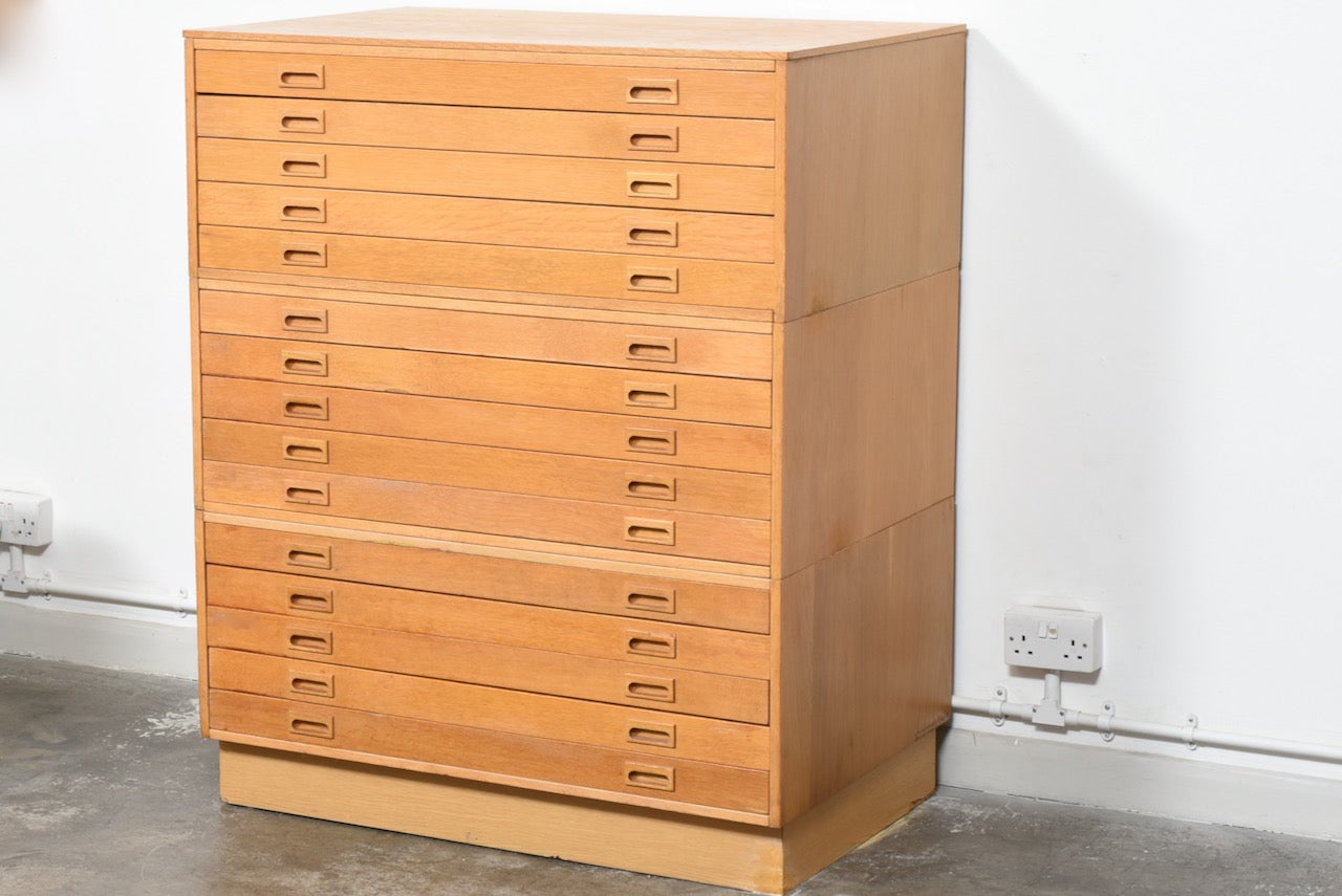 1960s oak plan chest