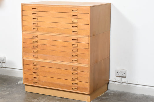 1960s oak plan chest