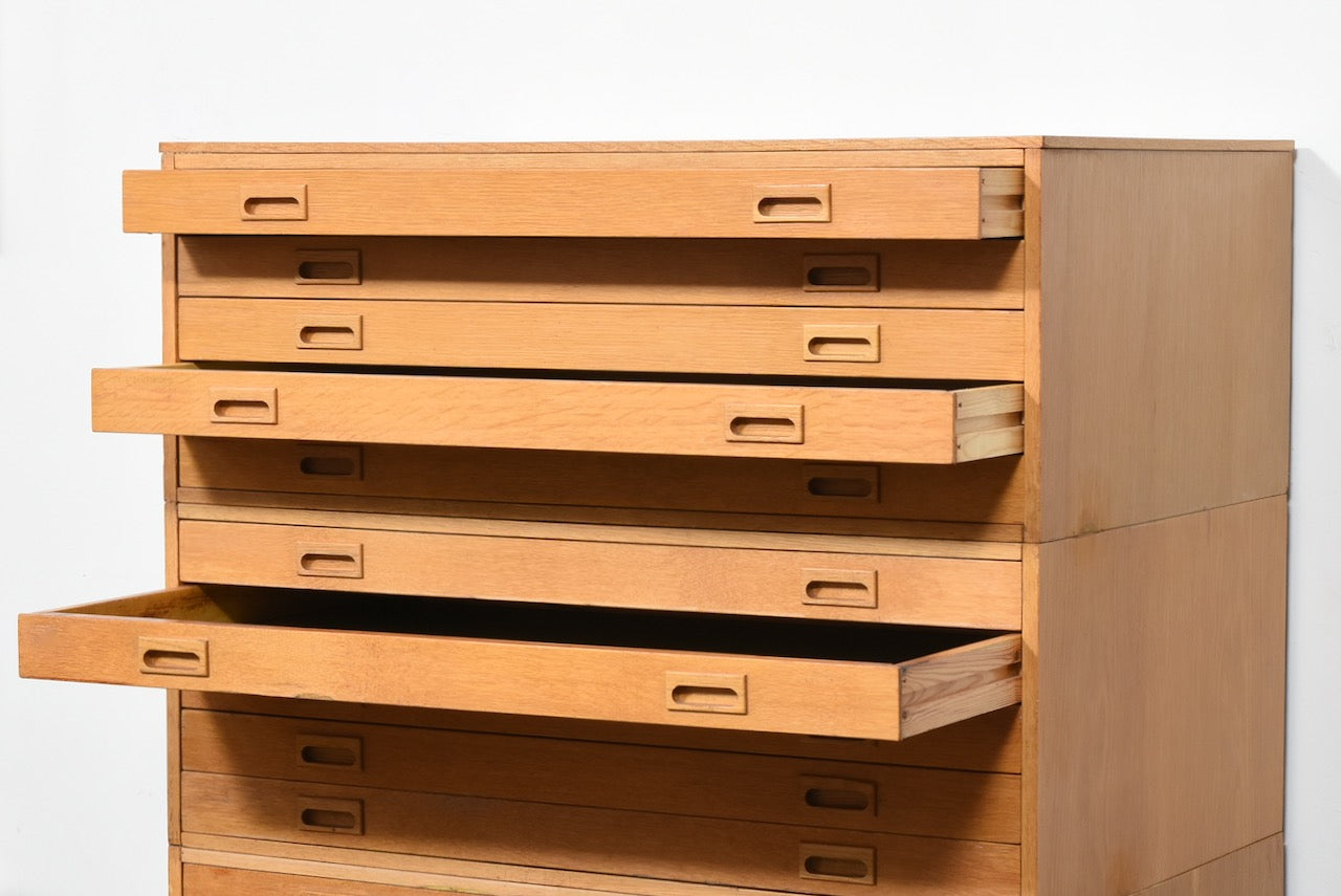 1960s oak plan chest