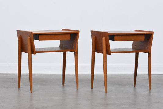 1960s bedside table in teak + oak