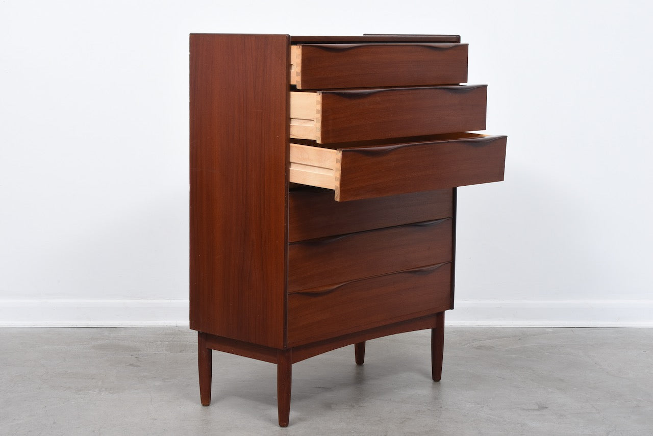 1960s Danish chest of drawers with lipped handles