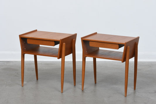 1960s bedside table in teak + oak