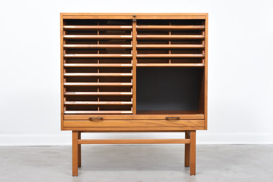 1960s teak filing cabinet with tambour door