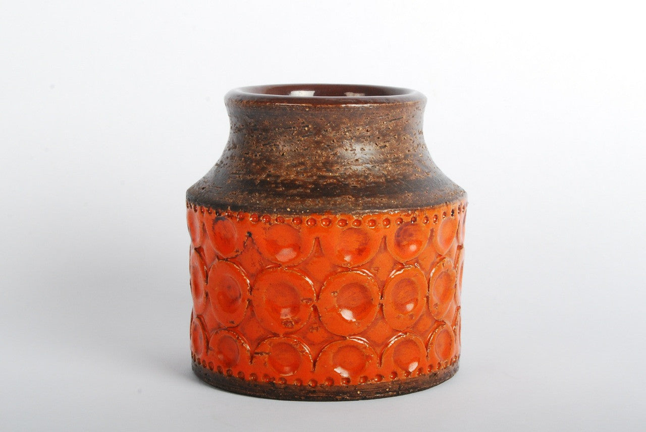 Stoneware vase with orange glaze