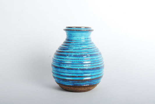 Teal stoneware vase