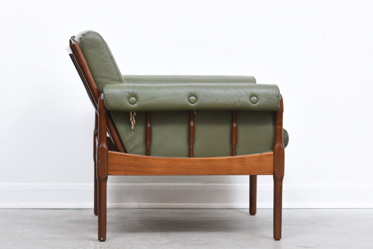 1950s beech and leather lounger