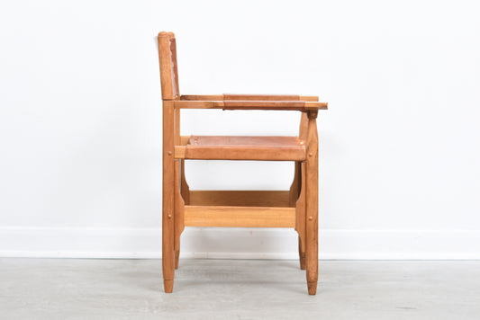 1960s pine + saddle leather armchair