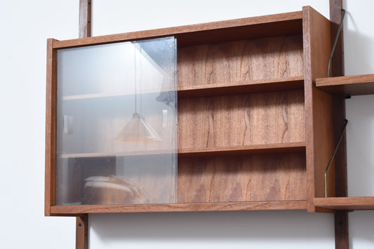 Double bay of teak shelving