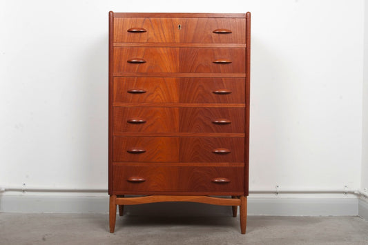 Teak chest of six drawers