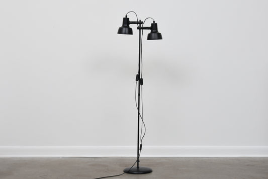 Vintage twin-headed floor light in matt black