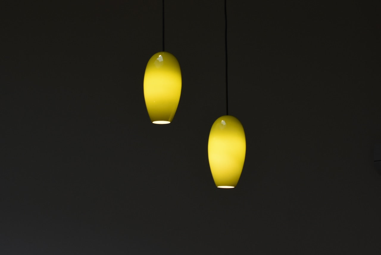 Two available: 'Life' glass ceiling pendants by Jo Hammerborg