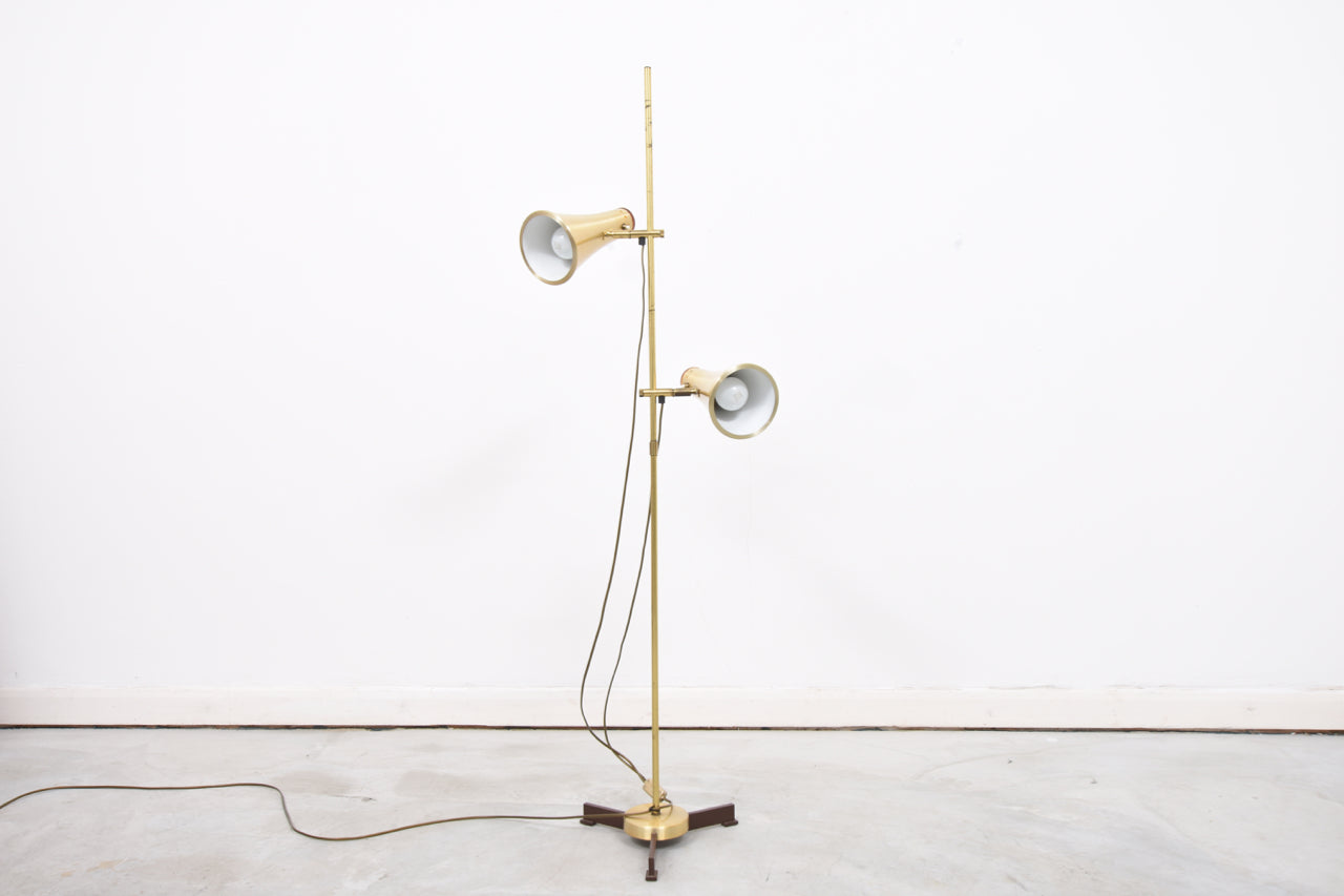 Brass floor lamp with glass amber caps