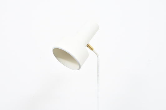 White floor lamp with brass detail