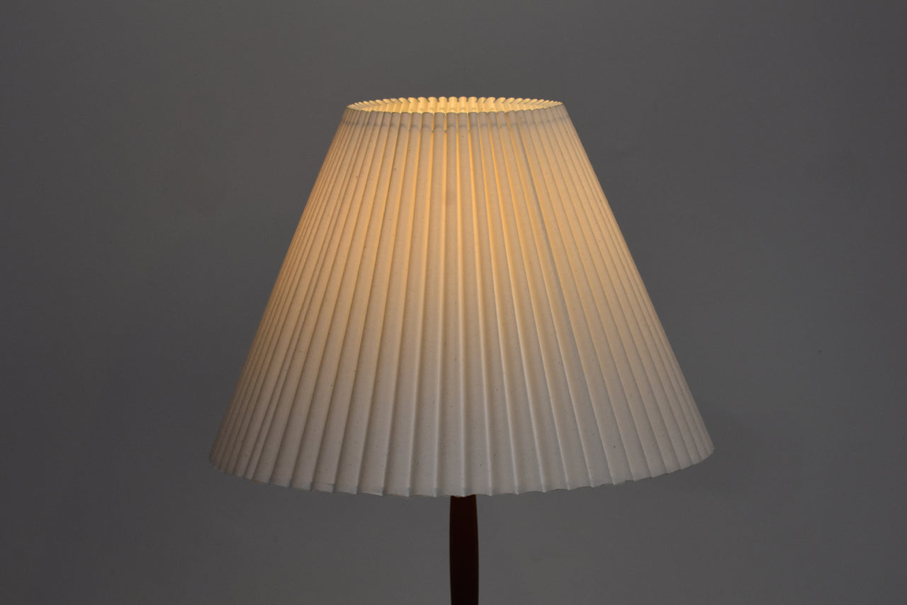 Teak + brass floor lamp with concertina shade