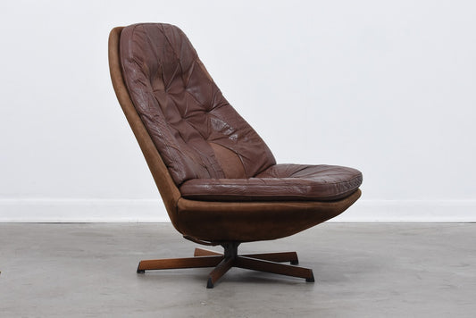 Reclining leather lounge chair by Madsen & Schubell