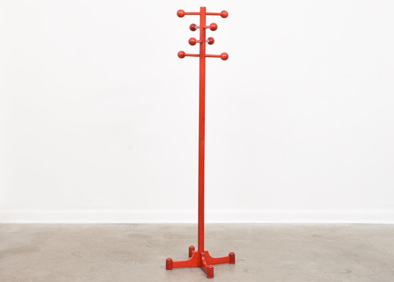 1970s lacquered pine coat stand