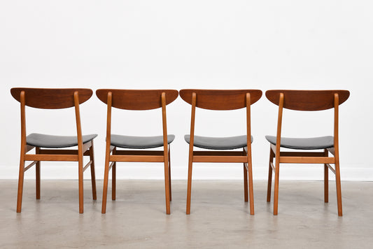 Set of four teak + beech dining chairs by Farstrup