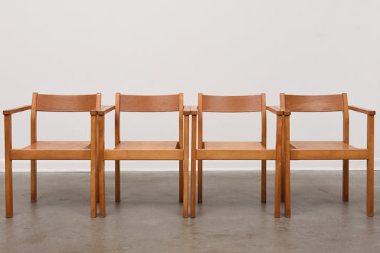 Vintage set of stacking armchairs in oak