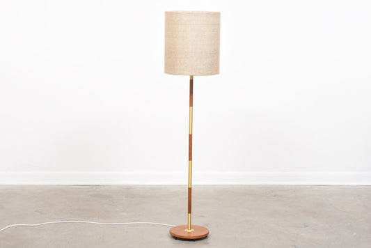 1960s floor lamp with brass + teak stem