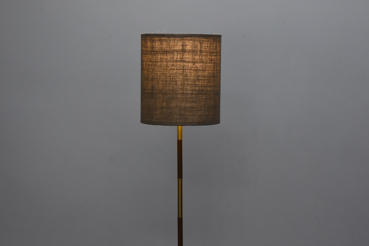 1960s floor lamp with brass + teak stem