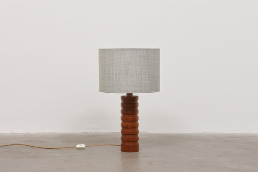 1960s turned teak table lamp
