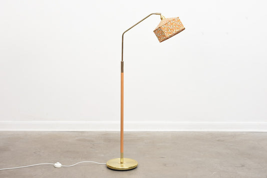 1960s brass floor lamp + shade