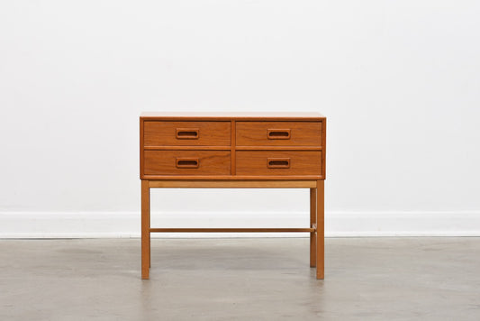 Low chest of drawers in teak + oak