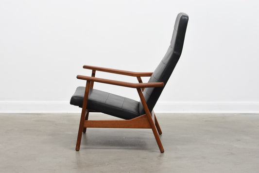 1960s reclining teak + vinyl lounger