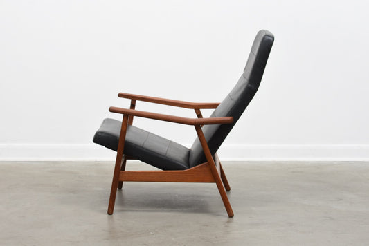 1960s reclining teak + vinyl lounger