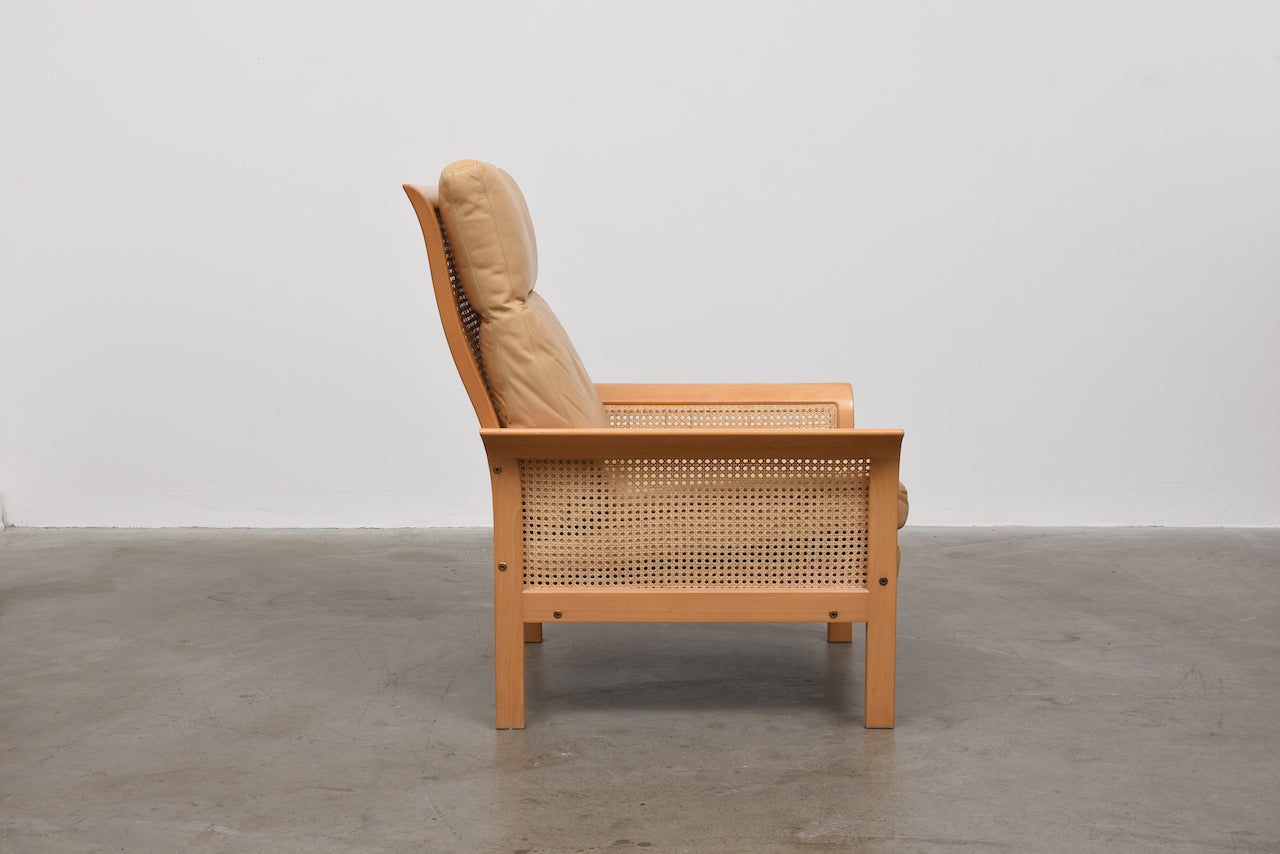 Birch and leather lounger by Arne Norell