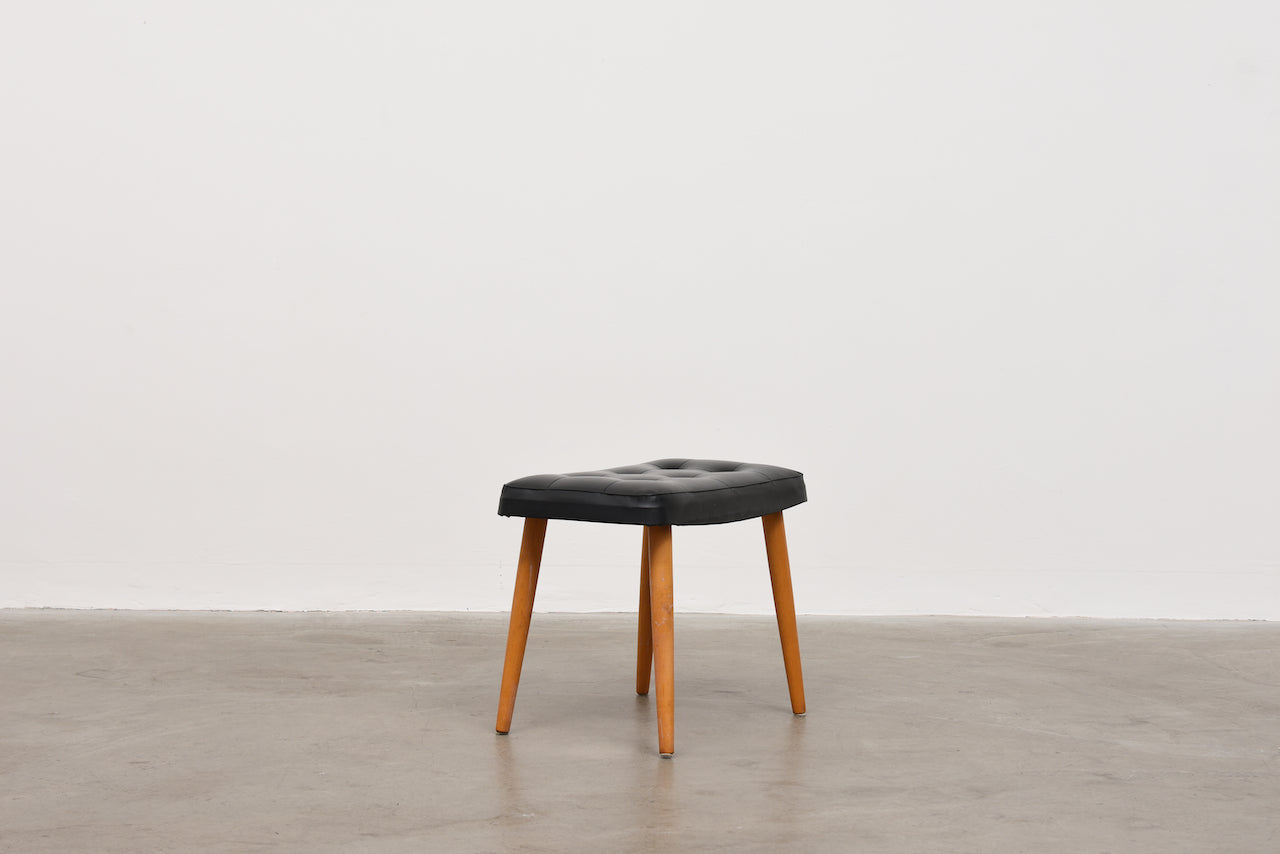 1960s birch + vinyl foot stool