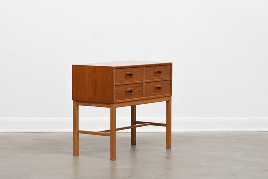 Low chest of drawers in teak + oak