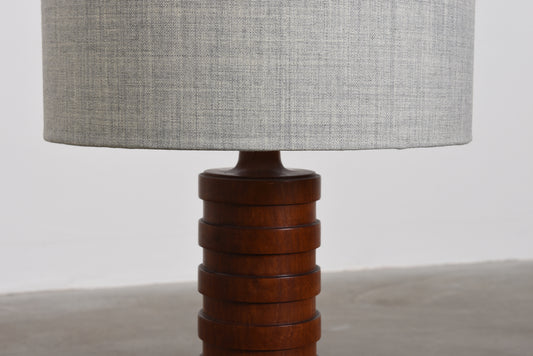 1960s turned teak table lamp