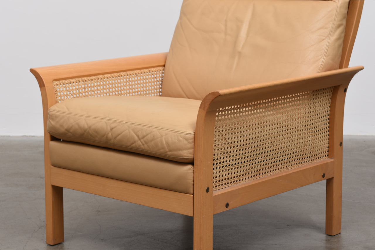 Birch and leather lounger by Arne Norell