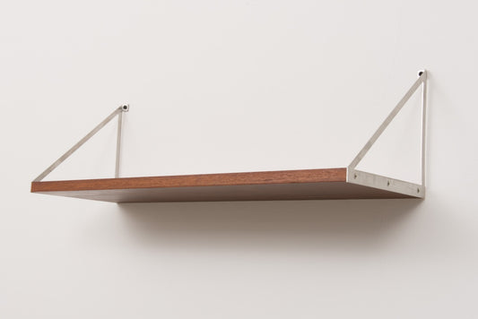 Vintage floating shelf in teak + metal
