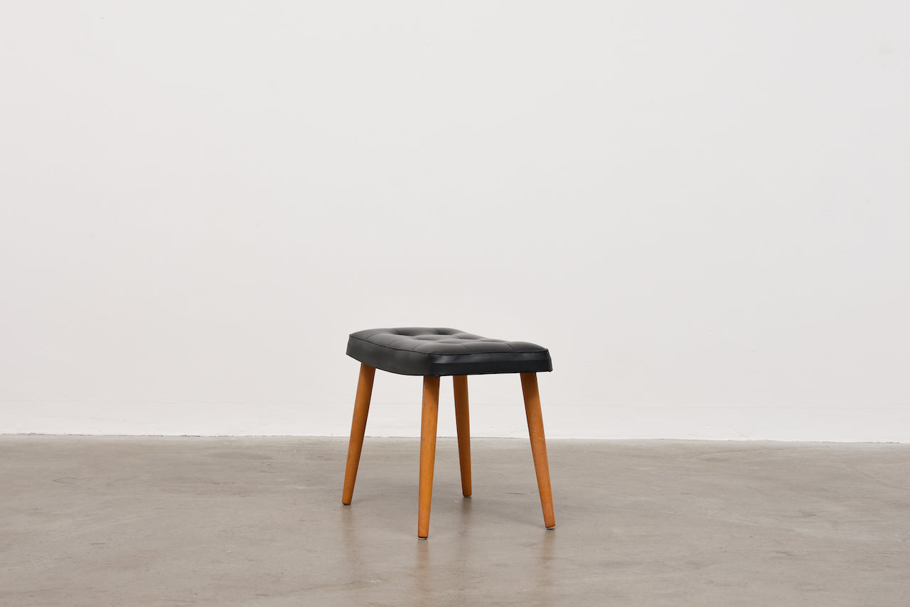 1960s birch + vinyl foot stool