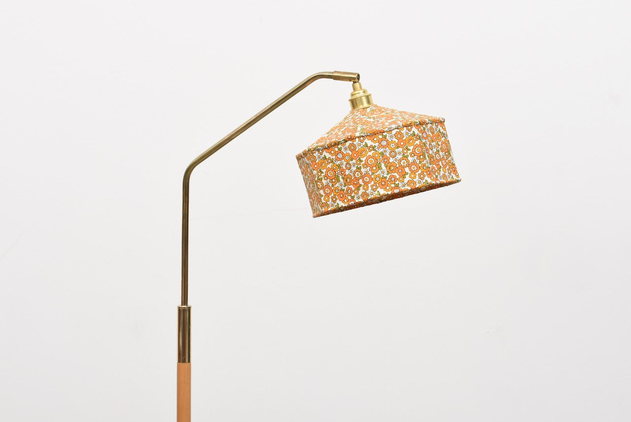 1960s brass floor lamp + shade