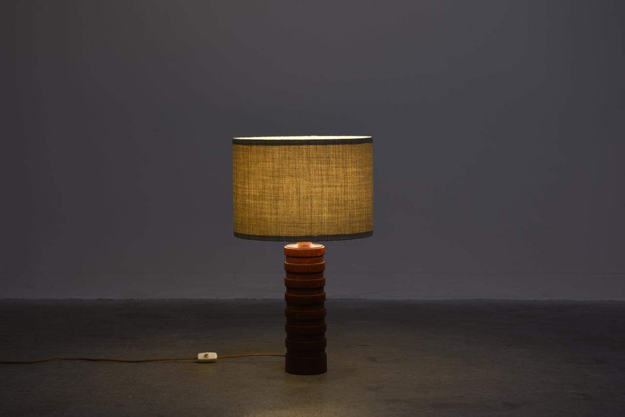 1960s turned teak table lamp