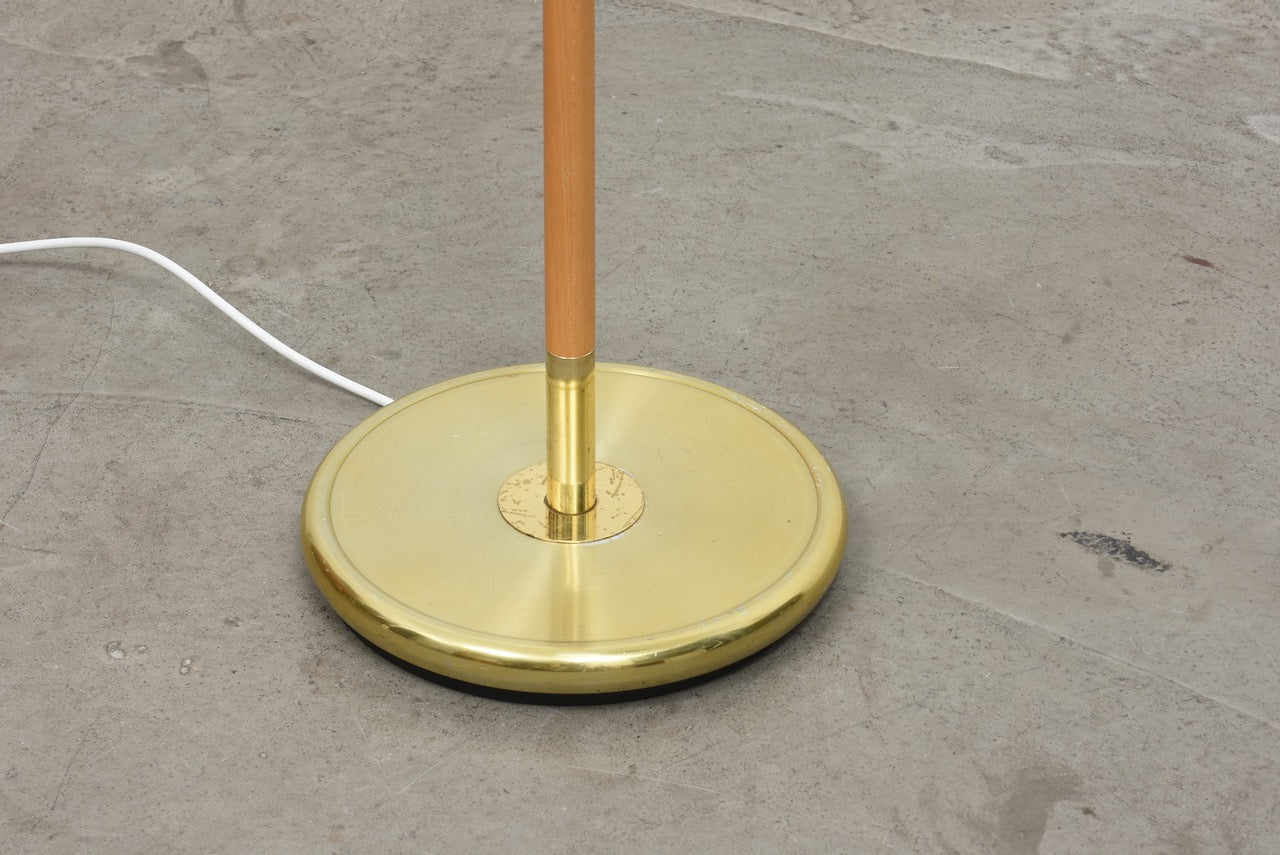 1960s brass floor lamp + shade