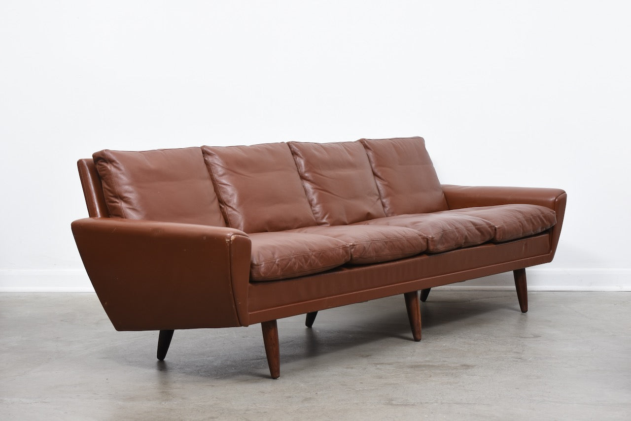 1960s four seat leather sofa by G. Thams