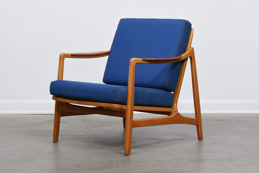 Includes new upholstery: Teak and beech lounge chair by Tove & Edvard Kindt-Larsen
