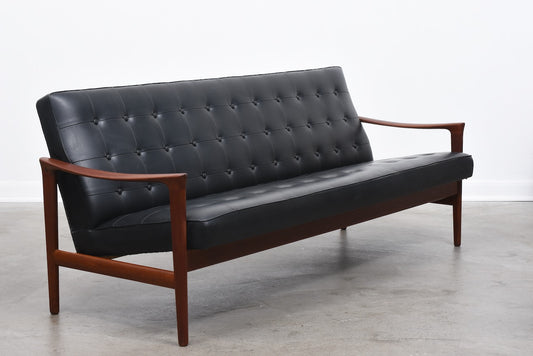 1950s Swedish three seat teak sofa