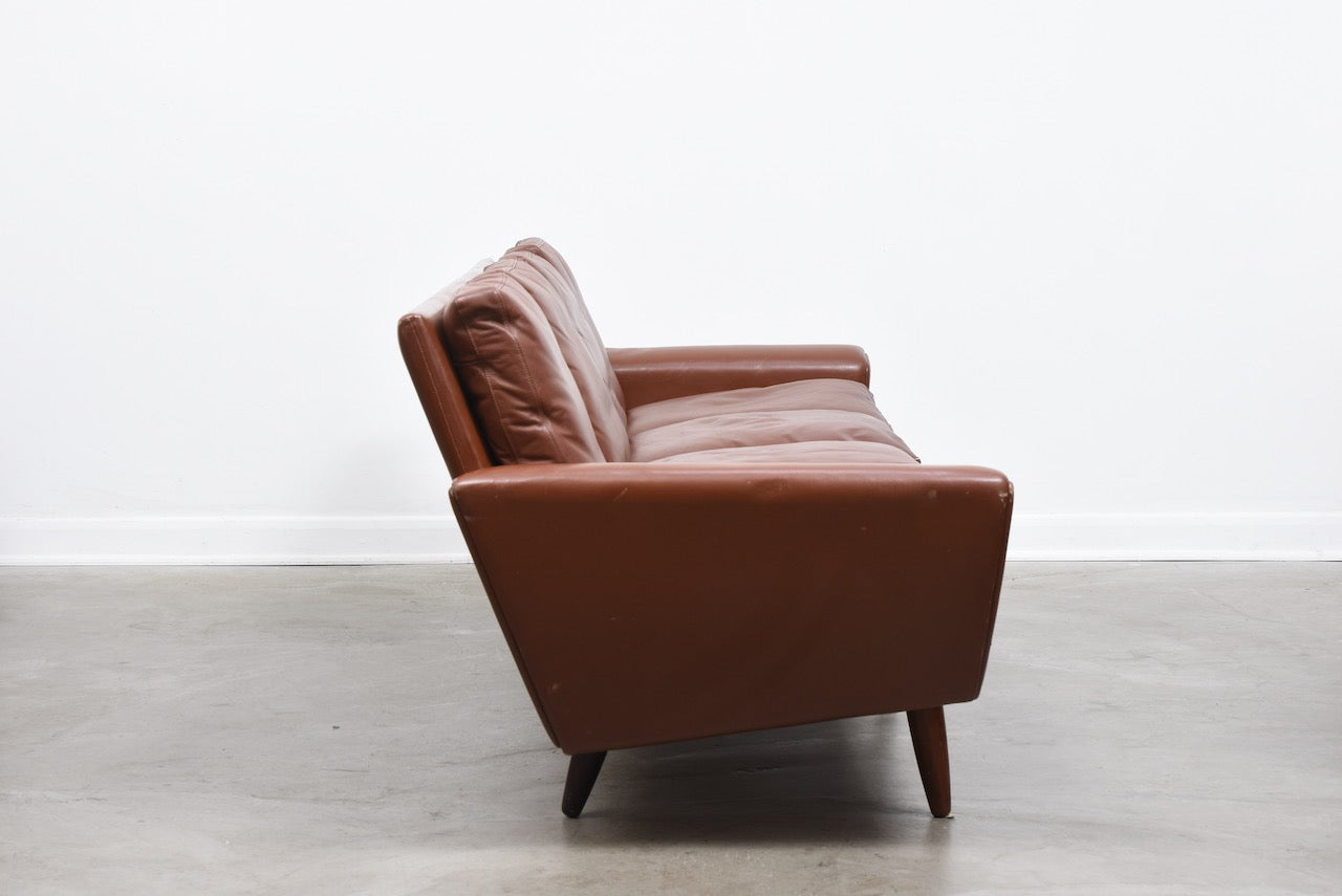 1960s four seat leather sofa by G. Thams